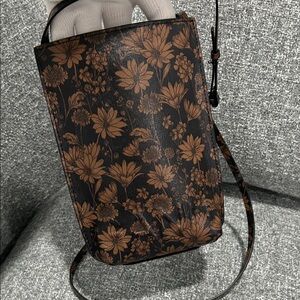 Ganni French Roast Painted Black and Brown Floral Crossbody Bag